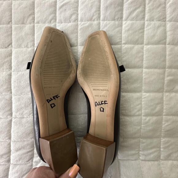 BRUNO MAGLI Pump Womens 37 US 6.5 Black Leather Square Toe Buckle Block Heel - Picture 7 of 15